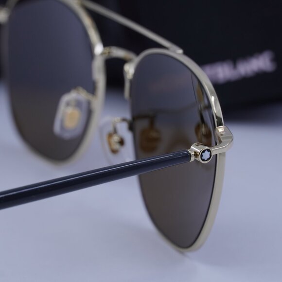 Montblanc MB0271S 009 Square Sunglasses - Gold/Brown - Picture 10 of 11